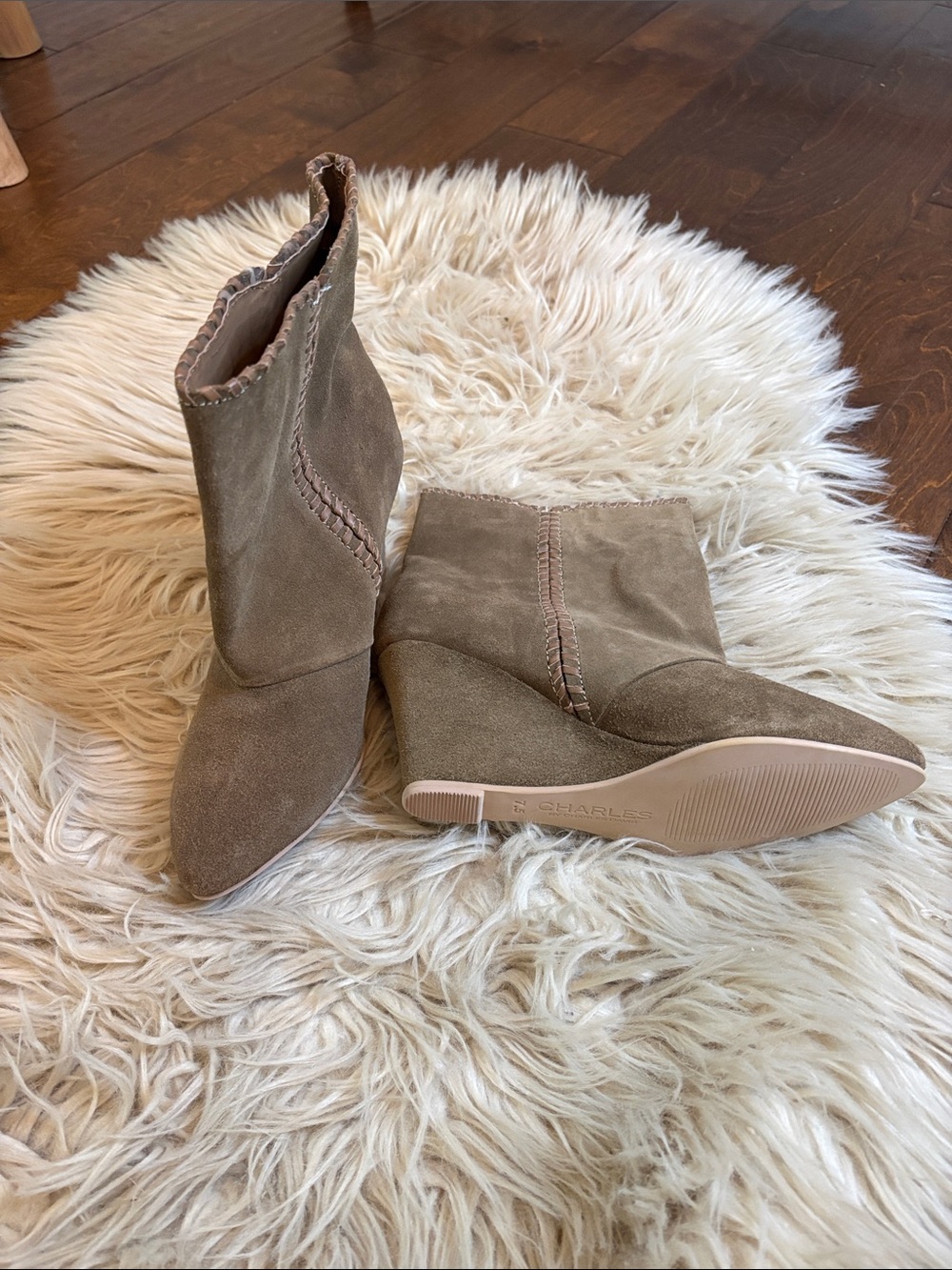 Suede Wedge Ankle Boots in Taupe New! 😻🤩😃
